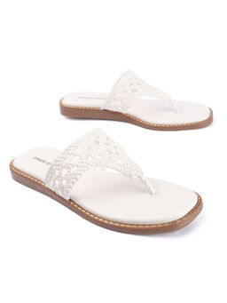 D'Shoe Lounge - Woven Strap White Casual Flats