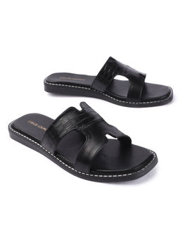 D'Shoe Lounge - H Strap Black Casual Flats