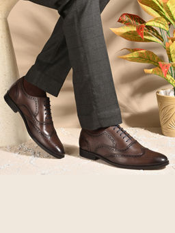 Valentino - Men Brown Premium Leather Formal Brogue Shoes