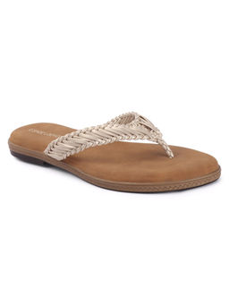 D'Shoe Lounge - Open Toe Beige Braided Strap Flats