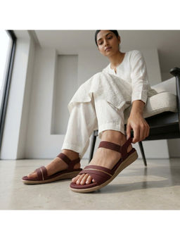 Global Step - Maroon Soft Open Toe Flats