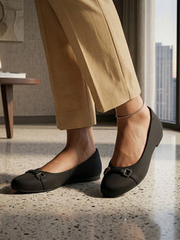Global Step - Fabric Black Ballerinas