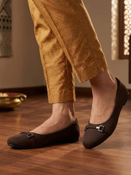 Global Step - Fabric Brown Ballerinas
