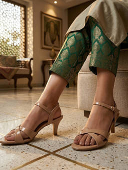 Global Step - Pureline Strappy Beige Heels