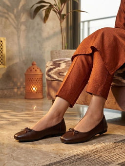 Global Step - Posh Soft Bow Rust Ballerinas