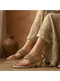 Global Step - Radiant Sparkle Ethnic Rose Gold Heels