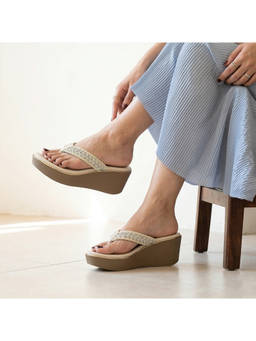 Global Step - Braided Luxe Wedge White Heels