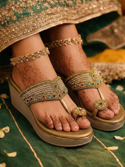 Global Step - Safiya Pearl Wedges Tan Heels