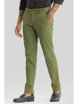 Snitch - Green Plain Slim Formal Trouser for Men