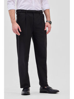 Snitch - Black Plain Relaxed Formal Trouser for Men