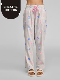 Nykd by Nykaa - Essential Cotton Pyjama With Adjustable Elasticated Waist & Pockets Nys141 Pink Coastal