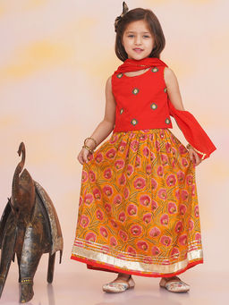 KID1 - Leela Red Choli with Lehenga & Dupatta