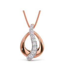 Candere by Kalyan Jewellers - 18K Rose Gold BIS Hallmark & Cubic Zirconia Wavy Pear Pendant for Women