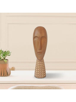 HomeTown - Zenith Polyresin Zenith Face Tera Showpiece 30Cm In Brown