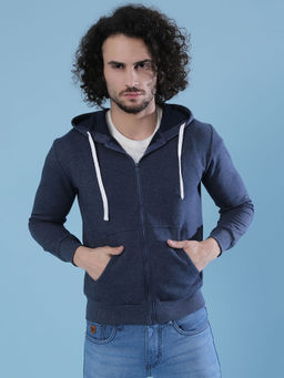 Campus Sutra - Men Stylish Solid Casual Zipper With Hooded Sweatshirt