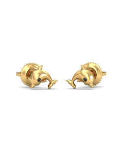 KuberBox - Quirky Dolphin Earrings 18K Gold