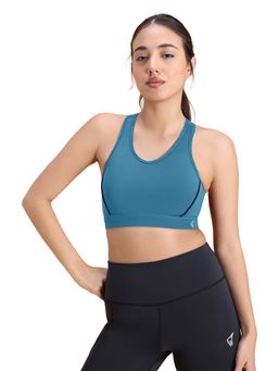 Zivame - Saxony Blue Velocity Medium Impact Quick Dry Sports Bra