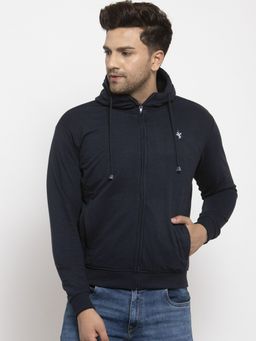 Cantabil - Men Navy Blue Hooded Casual Sweatshirt