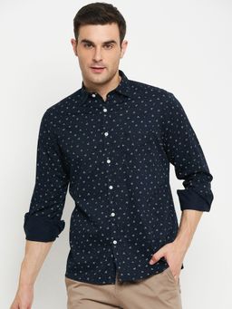 Cantabil - Men Navy Blue Casual Shirt