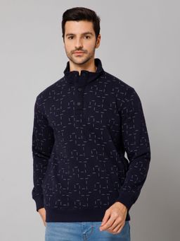 Cantabil - Men Navy Blue Casual Sweatshirt