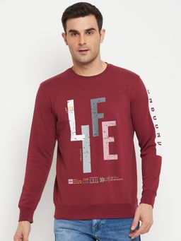 Cantabil - Men Dark Pink Casual Sweatshirt