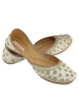 fulkari - Lily Beige Gold Leather Juttis