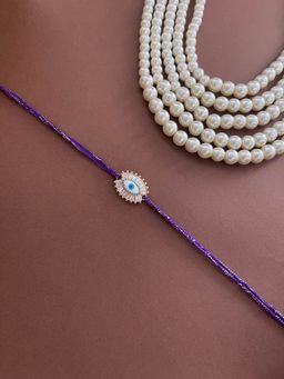 Digital Dress Room - American Diamond Evil Eye Rakhi Purple Thread Rakhi