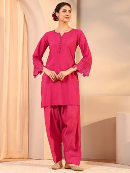 Libas - Pink Beads Embellished Kurta With Salwar