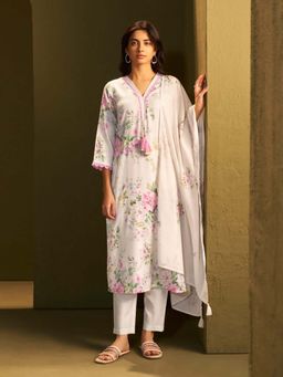 Autumnlane - Itch Peony Cotton Linen Kurta with Pant & Dupatta