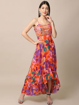 Ewoke - Mirror Embellished Ruffle Dress