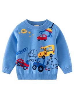 Little Surprise Box - Blue Toeing Car Theme Sweater
