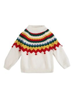 Little Surprise Box - Ivory Multi Xmas Baubles Pompom Sweater