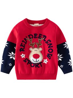 Little Surprise Box - Red Sport Reindeer with Blue Sleeves Warmer Sweatshirt