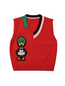 Little Surprise Box - Red Donald V Neck Winter Warmer Sweater