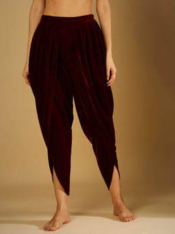 MONK & MEI - Tamanna-Dhoti Pant -Maroon
