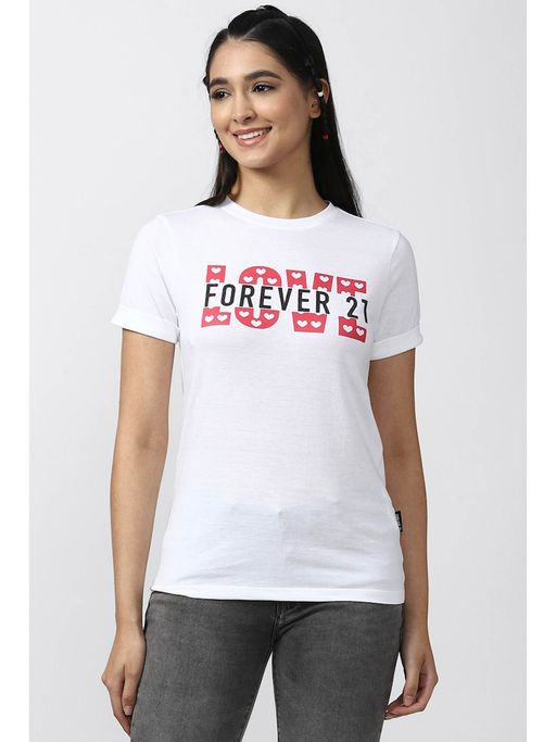 Buy Forever 21 White Graphic T-shirt Online