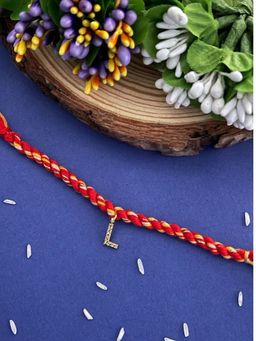 Digital Dress Room - L Letter Name Rakhi Designs Personalized Alphabet Ad Gold Plated