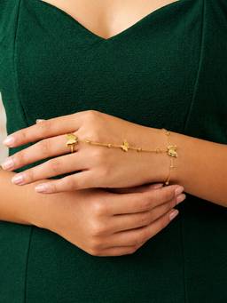 ARTKLIM - Golden Butterfly Charm Anti-Tarnish Ring Bracelet
