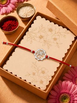 Axora Life - 925 Sterling Silver Shree Rakhi For Brother With Roli-Chawal