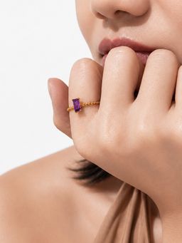 Sorele - Amber Charm And Twist Gold Plated Ring