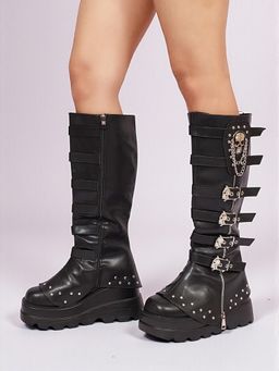 Truffle Collection - Black Solid Casual Boots