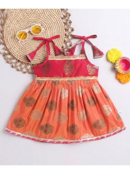 Many Frocks - Pink Woven Brocade Regular Dress