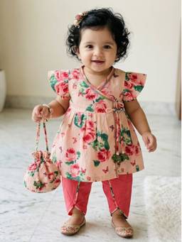 PSPeaches - Multi-Color Floral Rayon Regular Kurta and Dhoti Pant