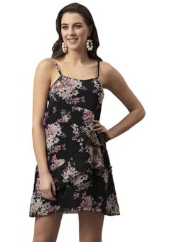Style Quotient - Women Black Floral A-Line Dress