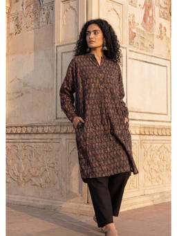 Safeera - Brown Mehrangini Cotton Kurta