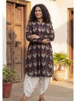 Safeera - Black Gulbaag Bagru Kurta