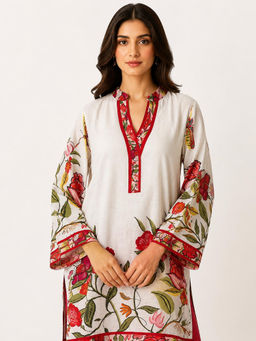 Poppi - Red Gulnaar Floral Printed Kurta