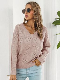 Oh Rare - Women Pink Long Sleeves Pullover Sweater