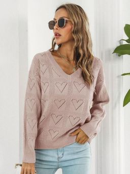 Oh Rare - Women Pink Ribbed Pullover Sweater