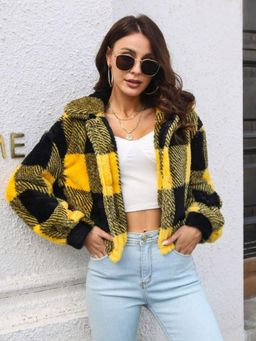 Oh Rare - Women Yellow Checked Cardigan